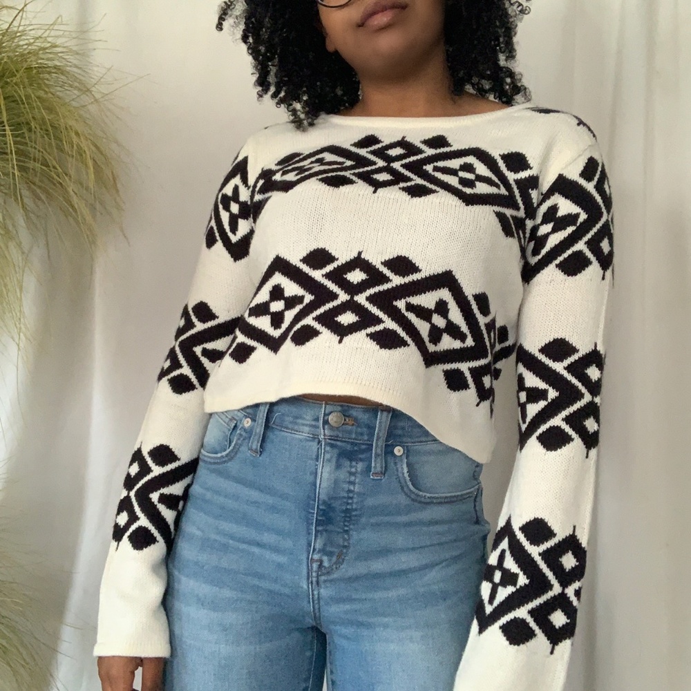 MMXIII White and Black Cropped Sweater